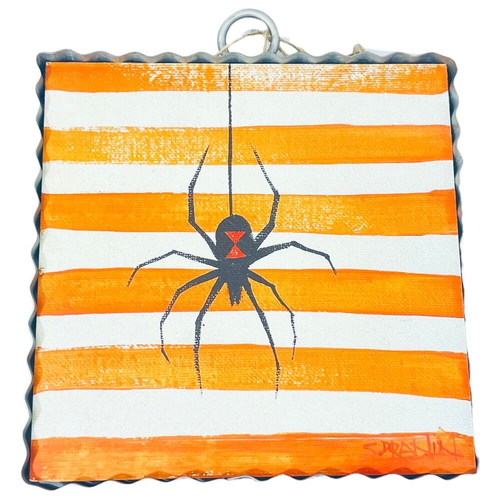 The Round Top Collection Mini Gallery Halloween Spider Metal Print Sz 6x6x1